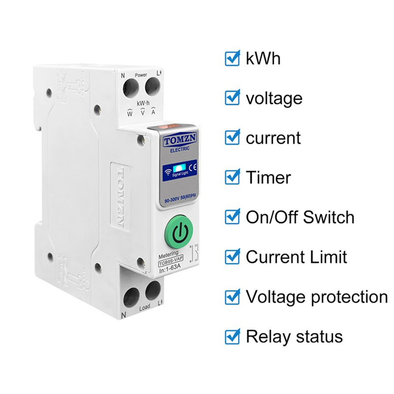 Energy Monitor Meter - ABDE-TOMZN TOB9S-VAP TUYA Smartlife 63A 1P+N