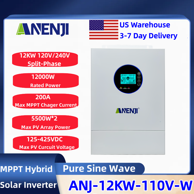 Charge Controller Solar - ANENJI Split-phase 120V/240V 12KW Hybrid Solar