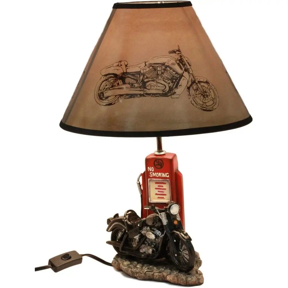 Solar Lamp - Vintage Retro Black Motorcycle Gas Pump