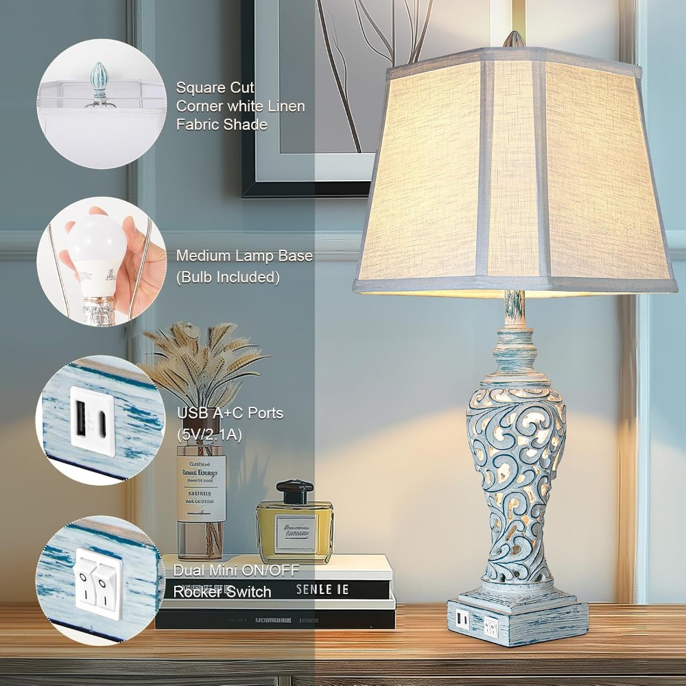 Vintage Farmhouse Bedside Tabl - Solar Lamp recension och pris