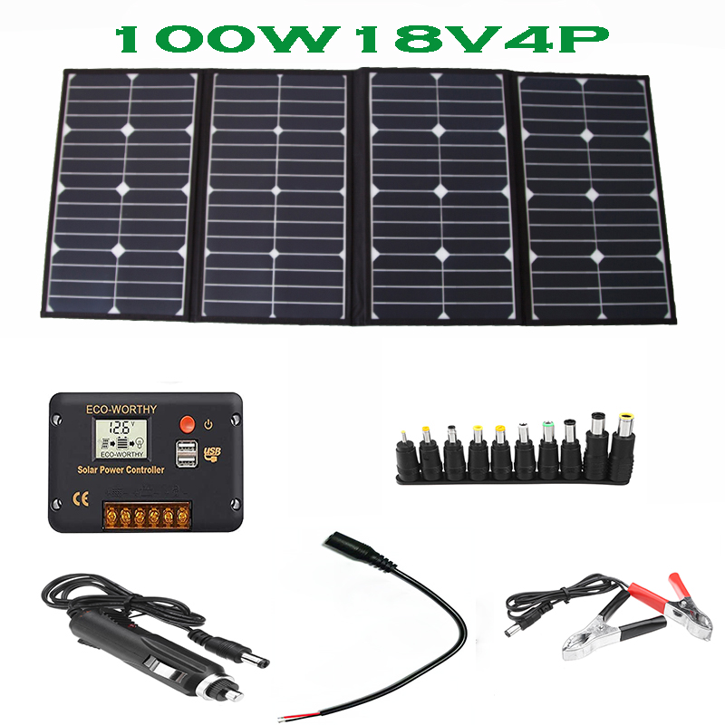 Portable 100 Watt Folding Sola - Charge Controller Solar recension och pris
