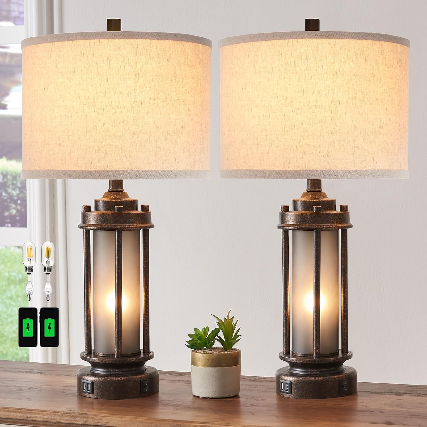 Set of 2 Farmhouse Lamps with  - Solar Lamp recension och pris