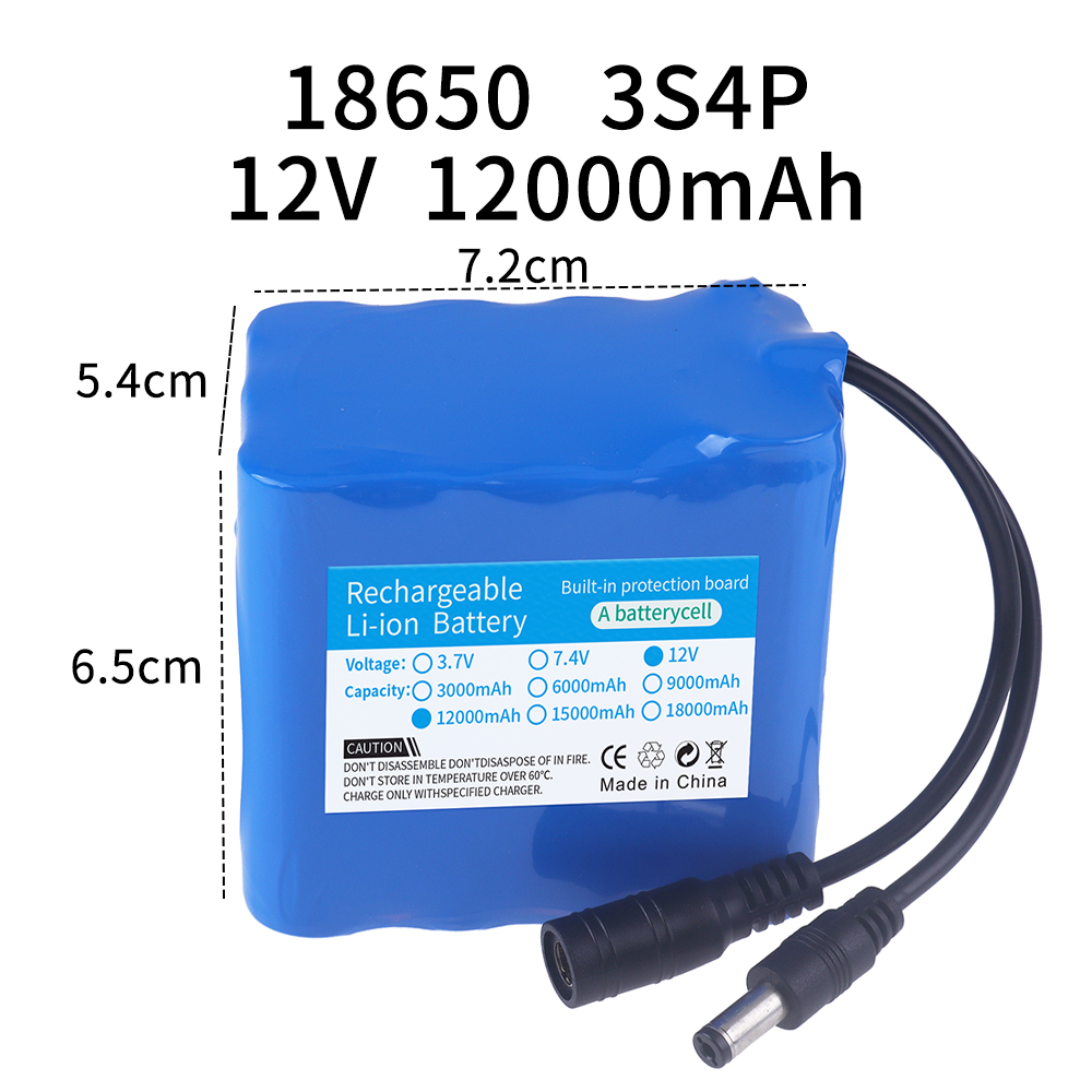 12V 12000mah Battery 3S4P Real - Lithium Battery 12V recension och pris